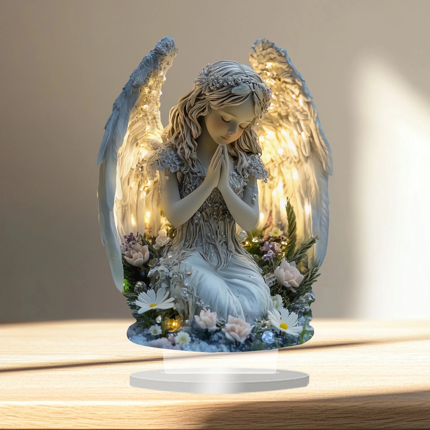 Prayer Angel Acrylic Ornament/Calm and Warm Tabletop Decor