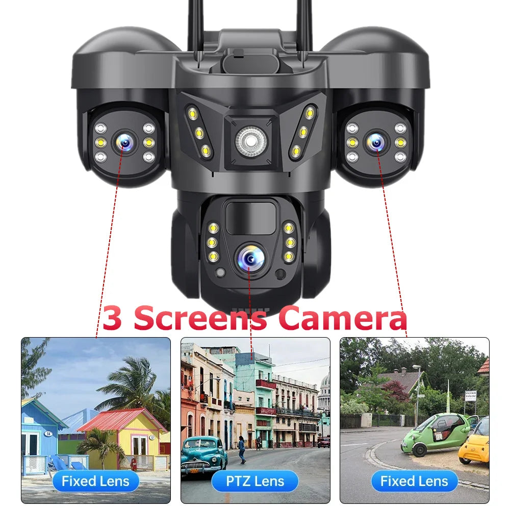 Triple Lens Camera Solar WiFi - 10X Zoom Auto Tracking V380