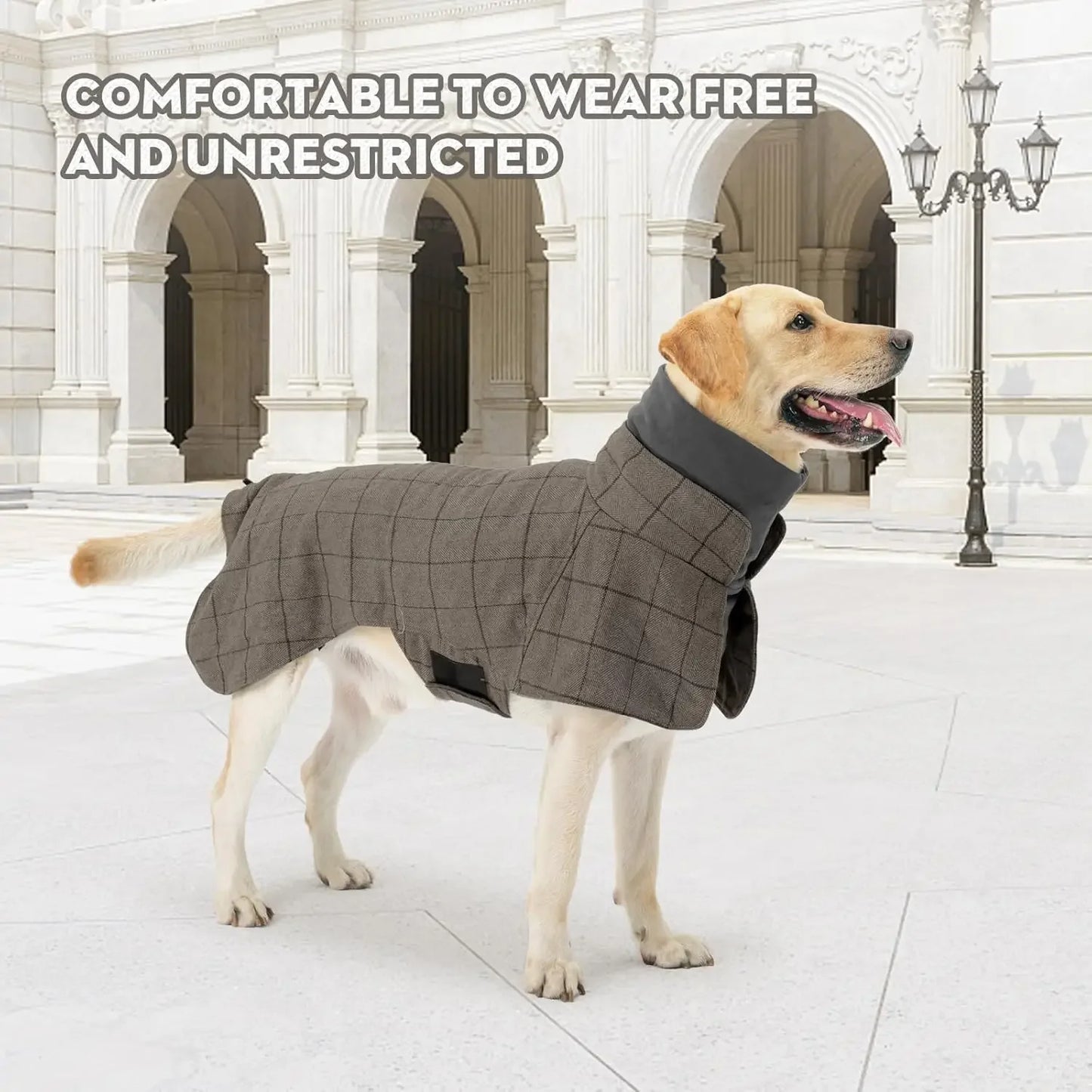 Plaid Dog Winter Coat - Fleece Lined Windbreaker Jacket for All Breeds - Deribla Store