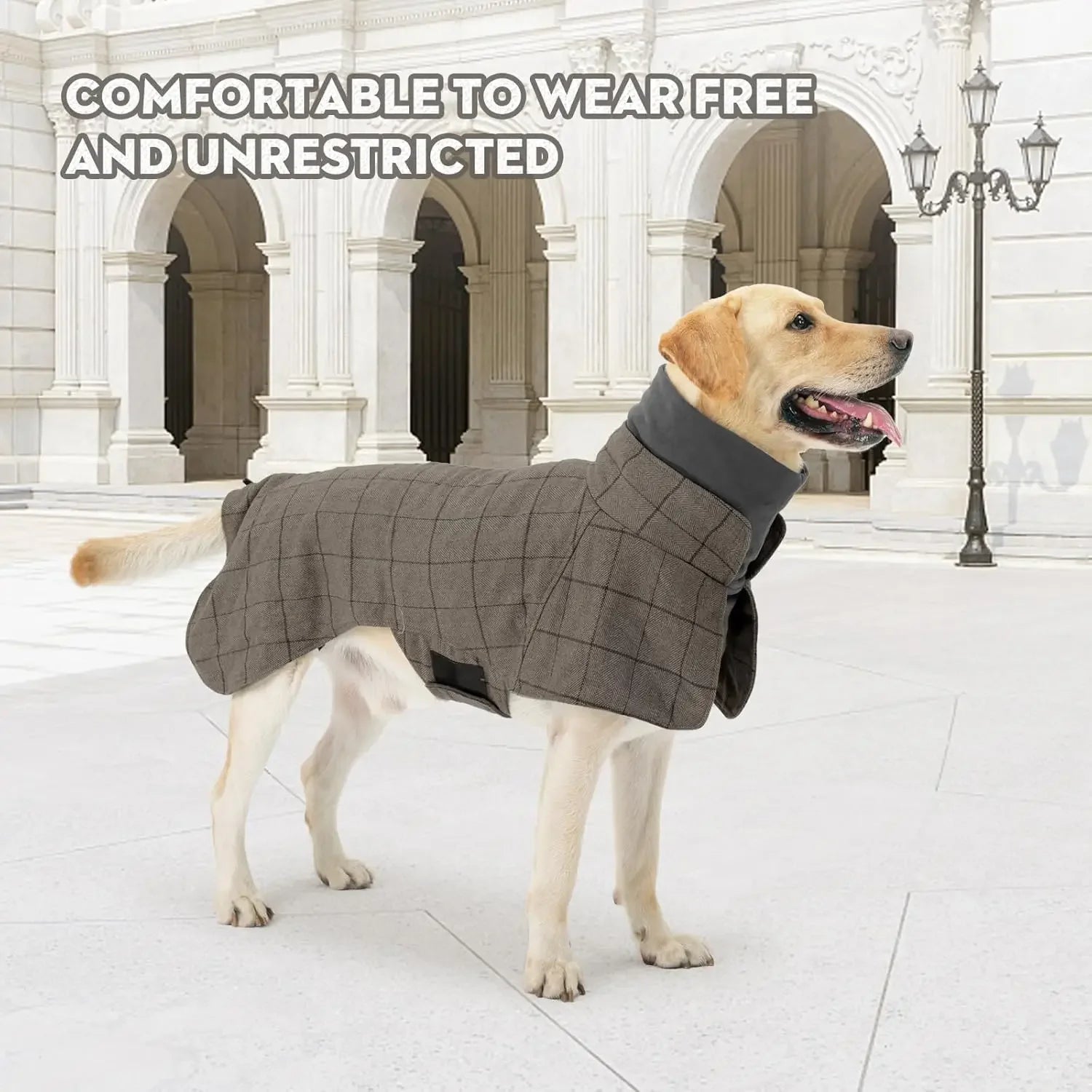 Plaid Dog Winter Coat - Fleece Lined Windbreaker Jacket for All Breeds - Deribla Store