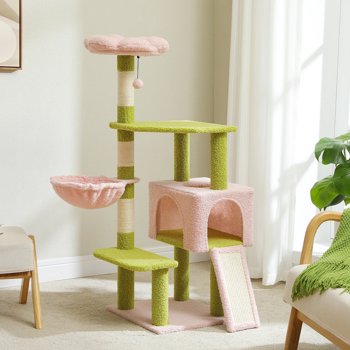 Flower Cat Tree - Multi-Level Tower with Sisal Posts, Hammock & Ramp for Indoor Cats - Deribla Store