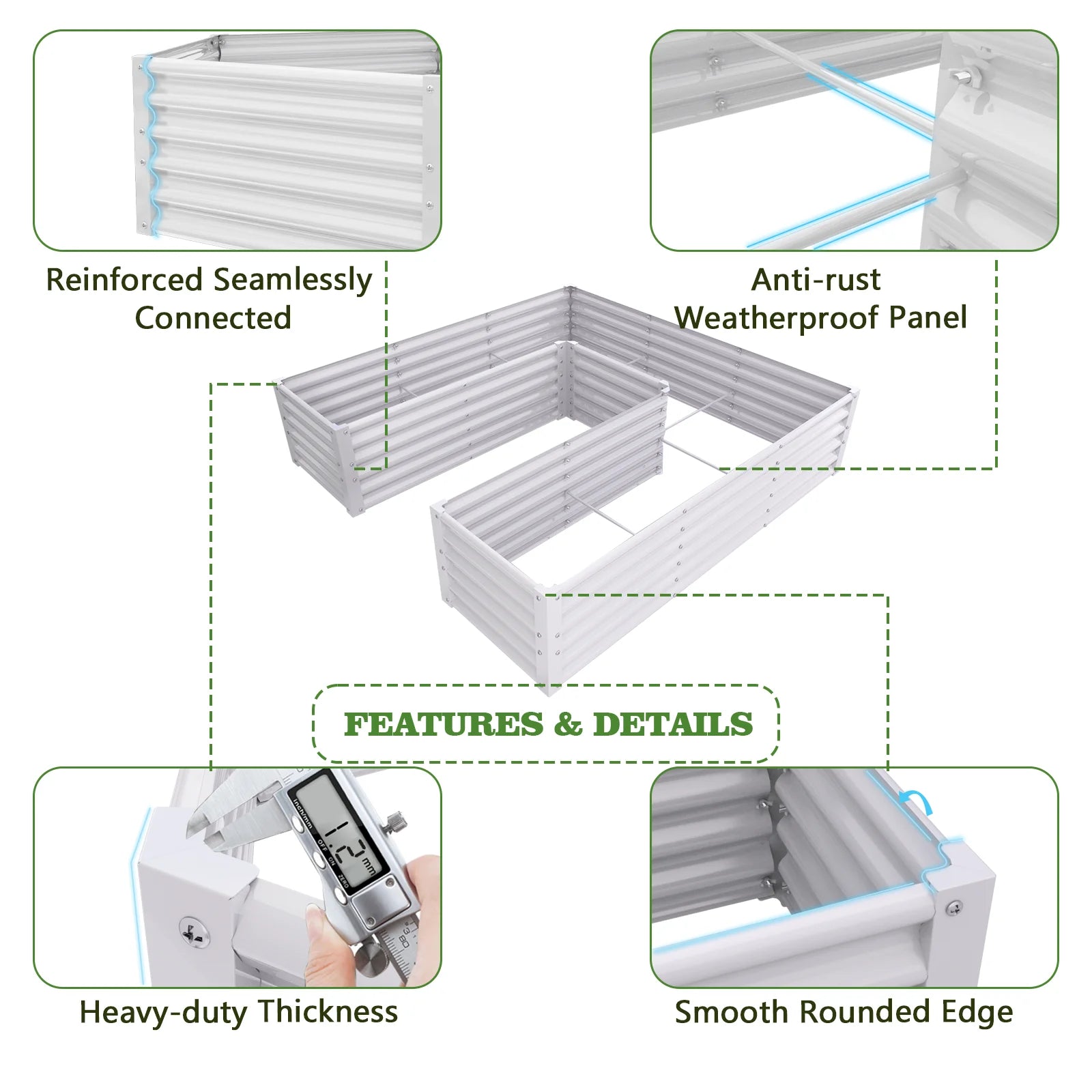 U-Shaped Galvanized Raised Garden Bed - 6x6x1.5ft Metal Planter Box, Anti-Rust & Easy Setup - Deribla Store