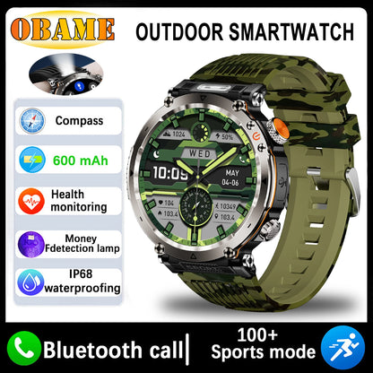 New 5ATM Outdoor Smart Watch Men 600mAh LED Flashlight