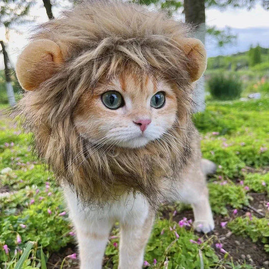 Lion Mane Pet Costume - Funny Cat & Dog Wig Hat with Ears for Parties - Deribla Store