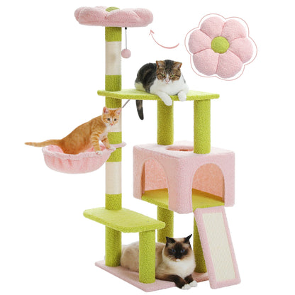 Flower Cat Tree - Multi-Level Tower with Sisal Posts, Hammock & Ramp for Indoor Cats - Deribla Store