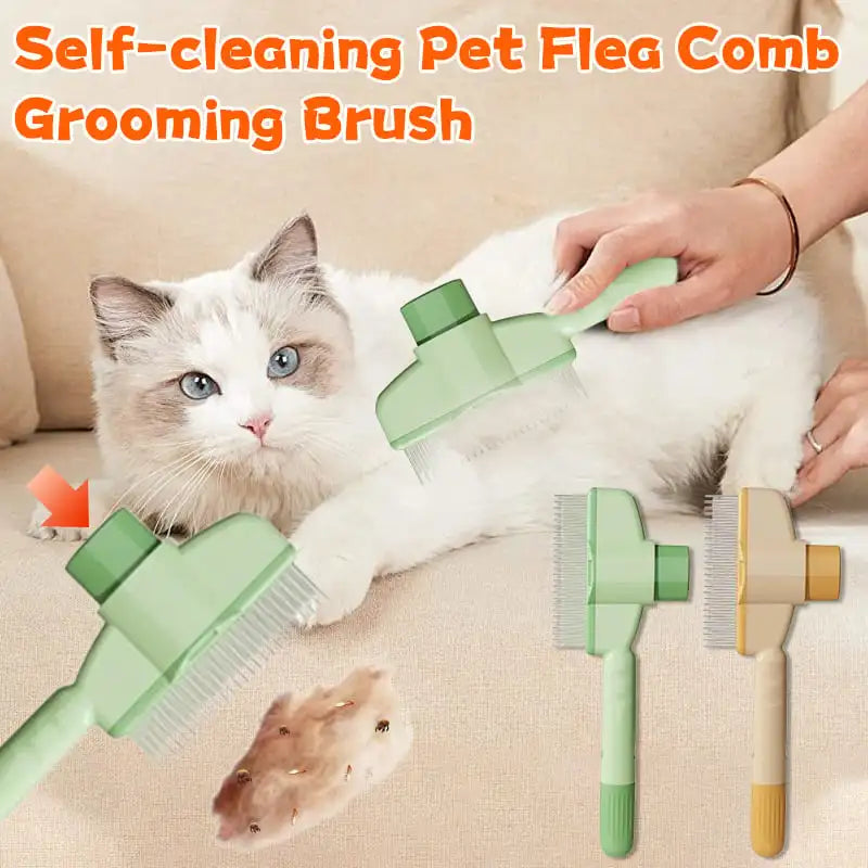 Self-Cleaning Pet Flea Comb - Washable Grooming Brush for Knot & Hair Removal - Deribla Store