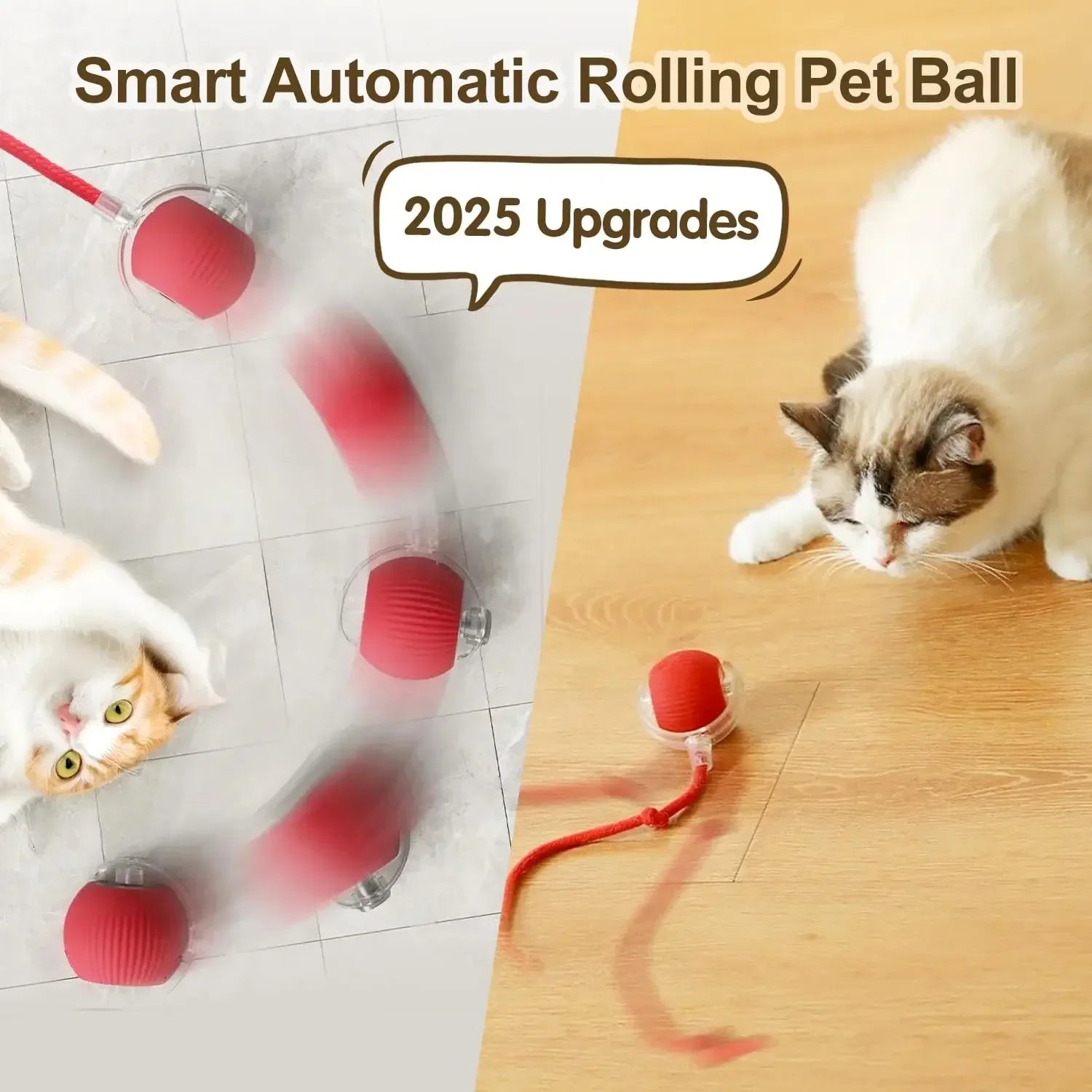 Interactive Cat Ball Toy - Automatic Rolling Ball with Tail & USB Rechargeable - Deribla Store