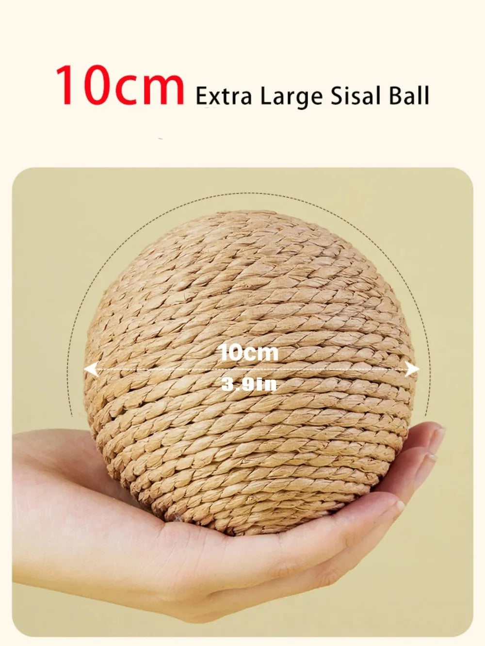 10cm Interactive Sisal Cat Scratching Ball Toy - Extra Large Rope Ball with Sound for Chewing & Playing - Deribla Store