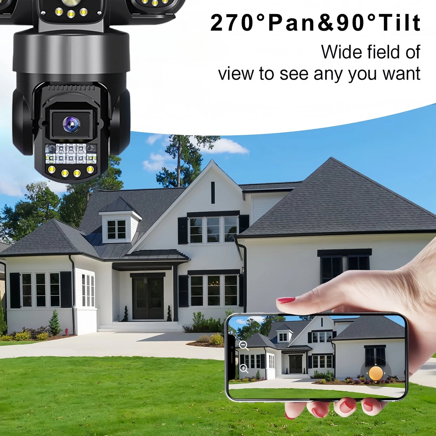 6K Camera V380 Pro WiFi - Triple Lens 12MP Outdoor Waterproof
