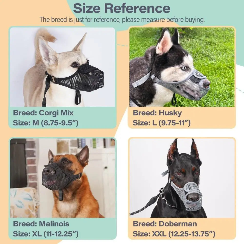 Breathable Mesh Dog Muzzle - Adjustable Anti-Bite Mouth Cover for Small to Large Dogs - Deribla Store