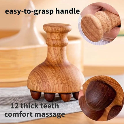 Wooden Mushroom Massager - Lymphatic Drainage & Body Therapy Tool