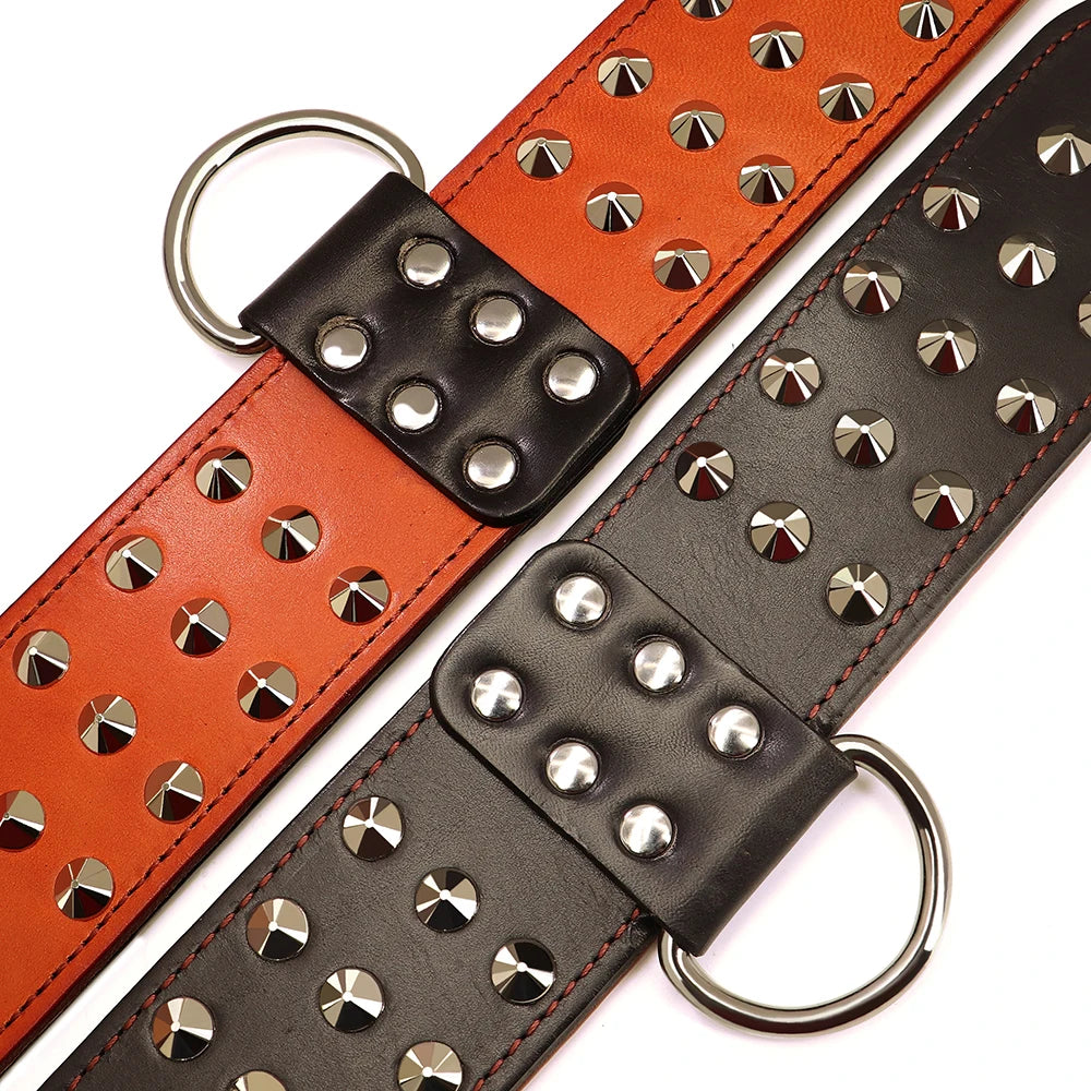 Spiked Studded Leather Dog Collar - Heavy Duty for Large Dogs - Deribla Store