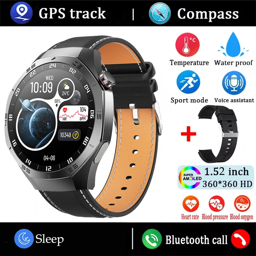 2025 New NFC Smart Watch Men HD AMOLED Screen GPS
