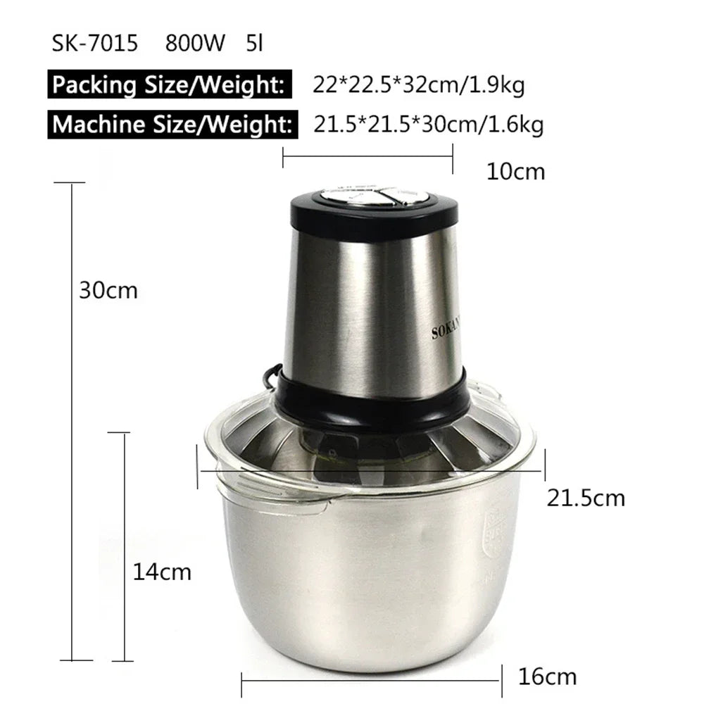 Electric Meat Grinder 5L Stainless Steel - Food Processor Cutter - Deribla Store