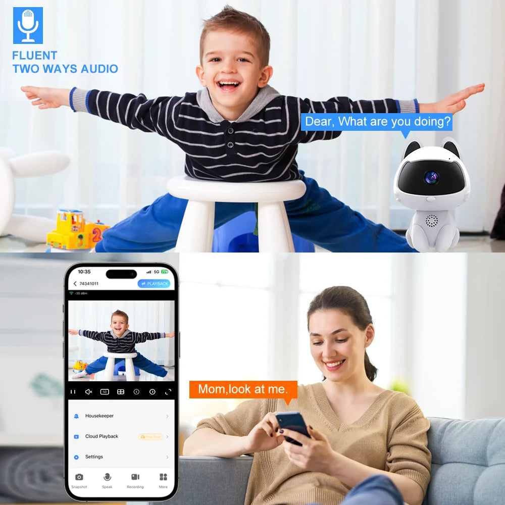 IP Camera V380 HD WiFi Indoor - Auto Tracking Baby Monitor