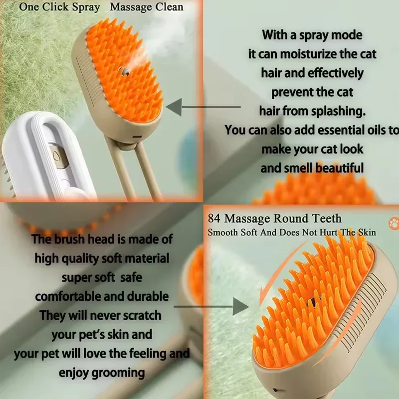 3-in-1 Pet Spray Massage Brush - Steam Grooming Comb for Cats & Dogs - Deribla Store