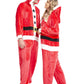 Mrs. Claus Christmas Costume - Velvet Hooded Jumpsuit with Faux Fur Trim & Belt - Deribla Store