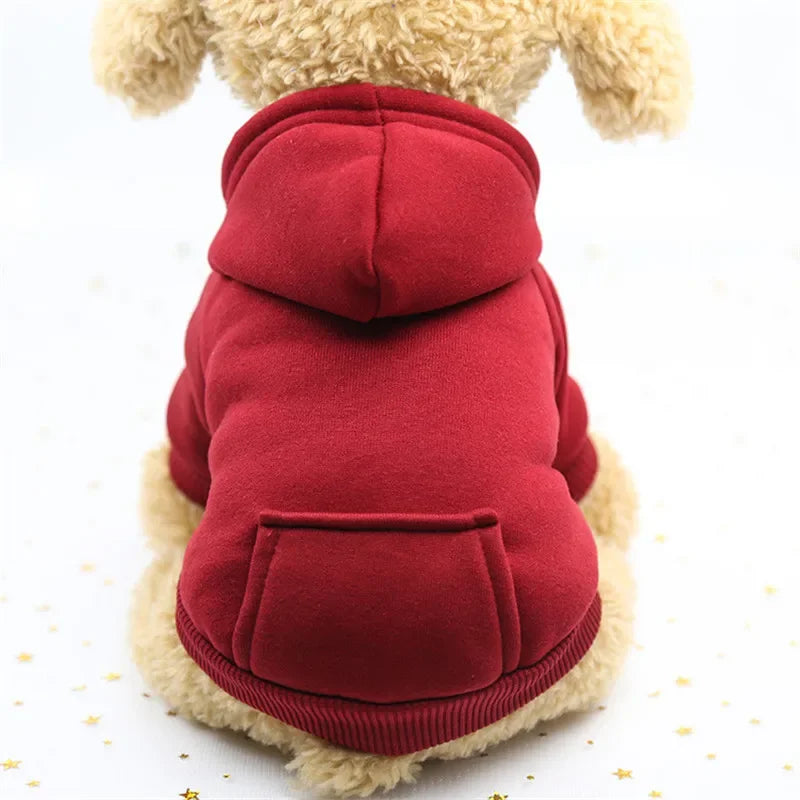 Winter Dog Hoodie with Pocket - Warm Cotton Sweatshirt for Small Dogs & Cats - Deribla Store