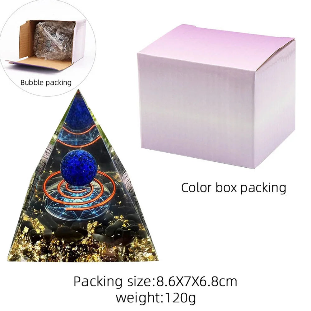 6cm Energy Pyramid Orgonite Reiki Natural Amethyst Ball Healing