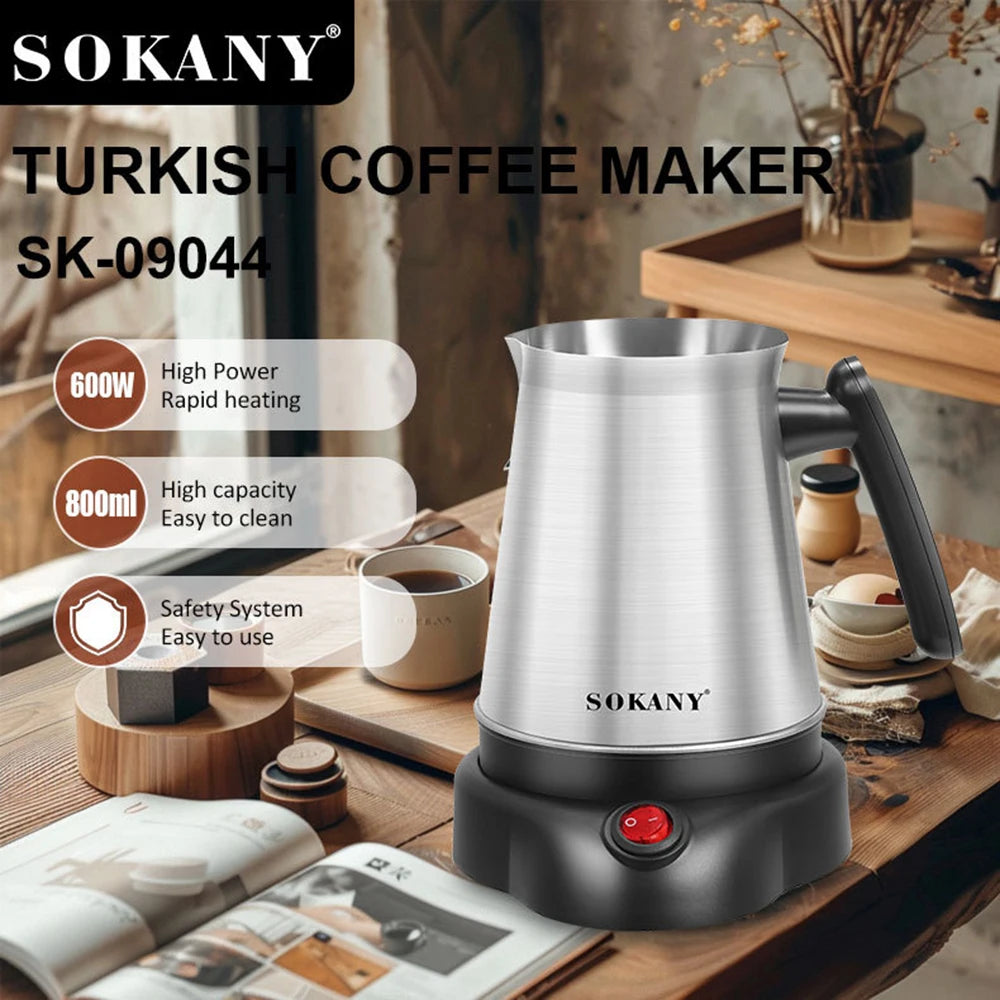 Turkish Coffee Maker 800ML Electric - 6 Cups Moka Pot 220V - Deribla Store