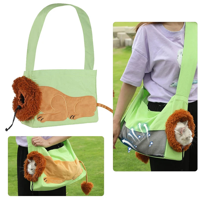 Lion Design Pet Carrier - Portable Breathable Travel Bag for Cats & Dogs - Deribla Store