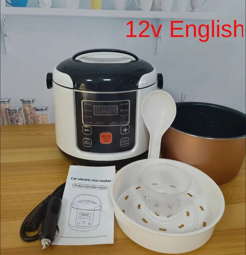 2L Portable Car Rice Cooker - 12V/24V Electric Mini Multicooker for Truck & Car Travel - Deribla Store