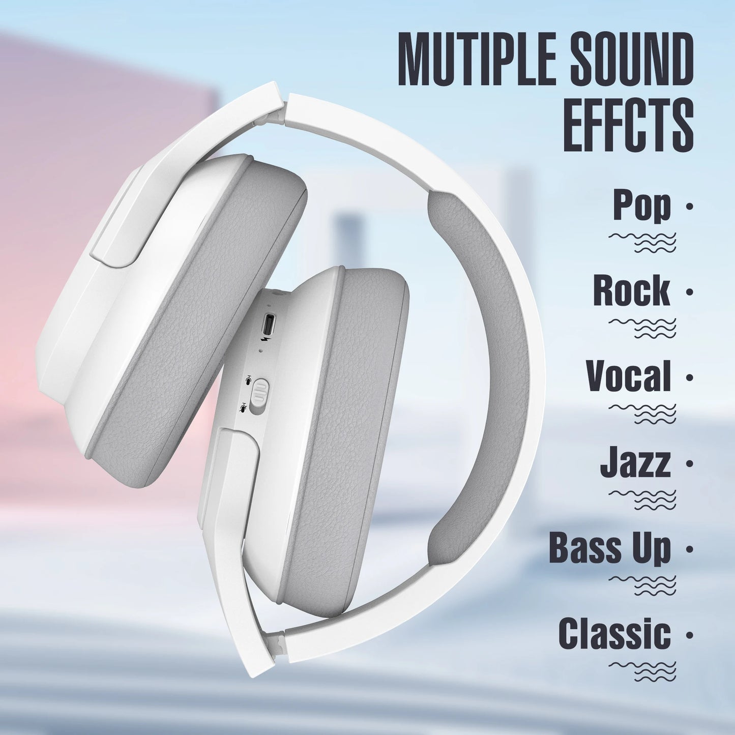 Bluetooth Wireless Over-Ear Headphones with 48H Playtime and with