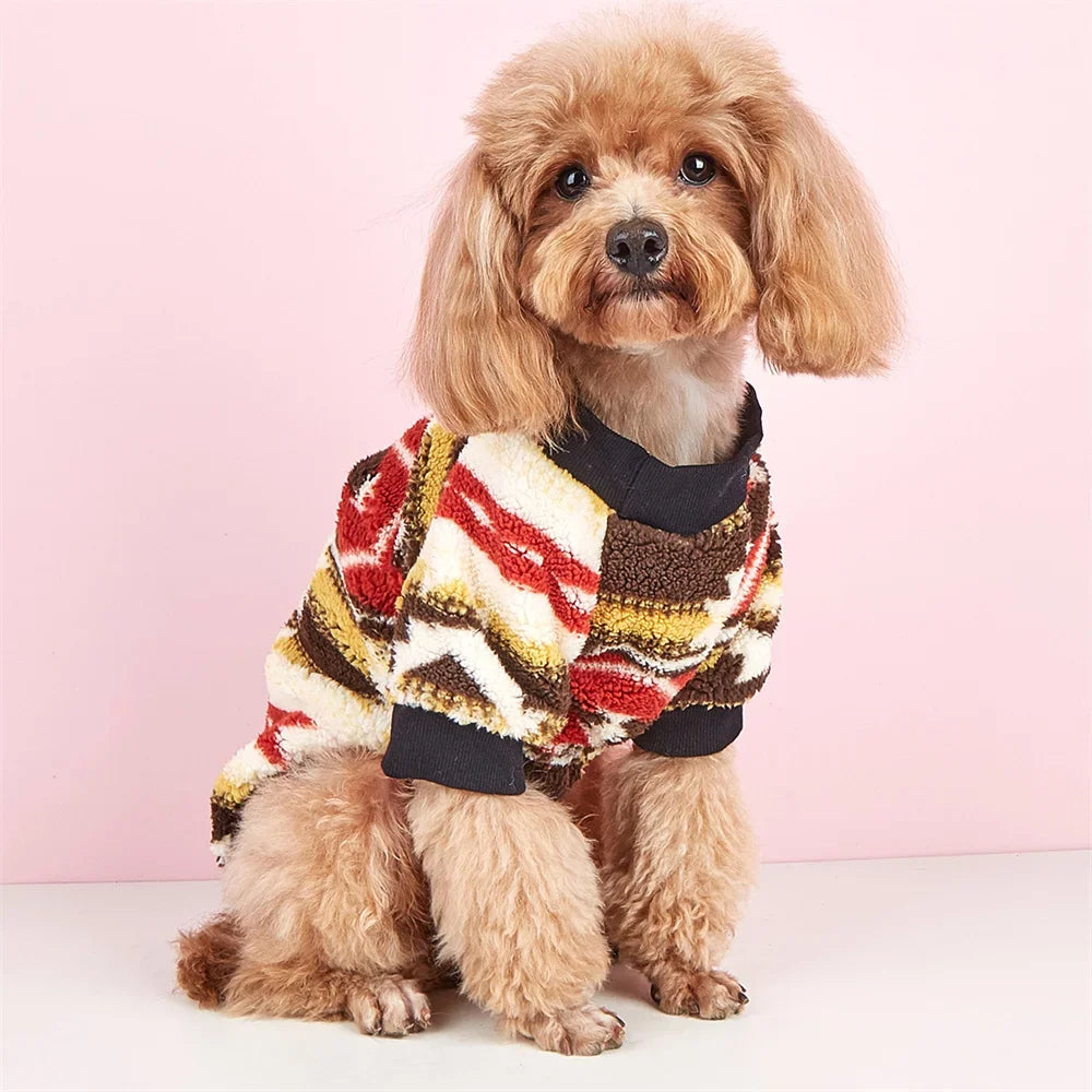 Autumn Winter Dog Clothes - Warm Plush Ethnic Style Sweater for Small Dogs & Cats - Deribla Store