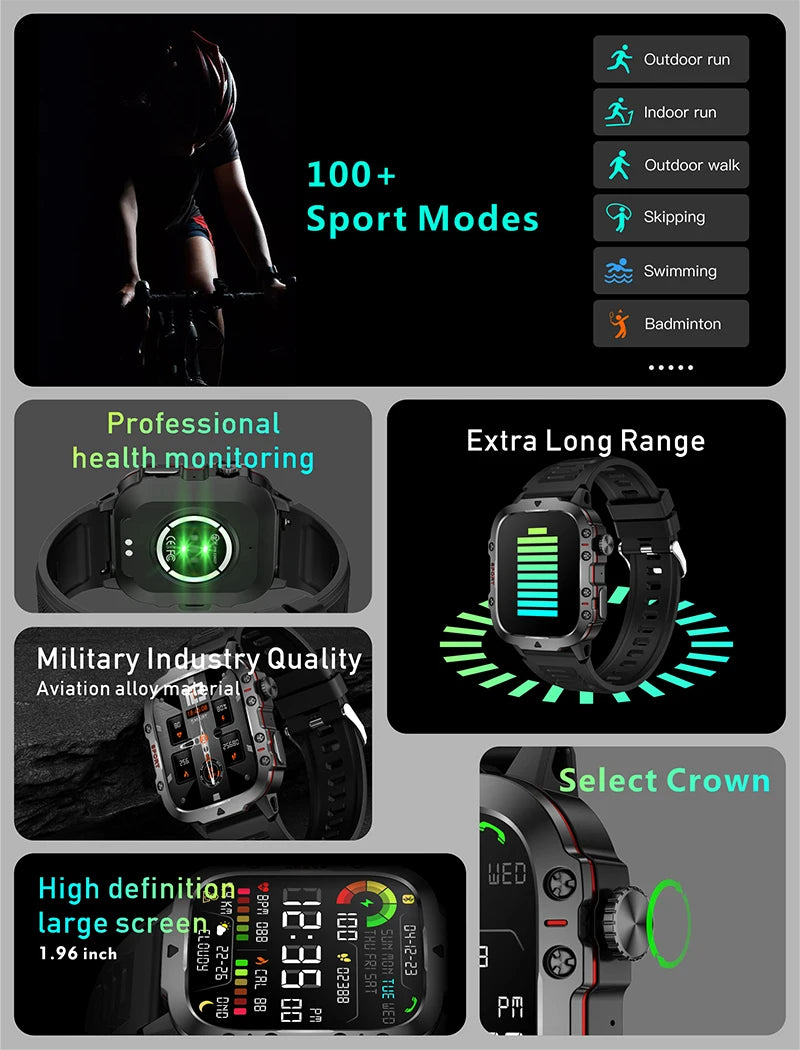 2025 New For Men Military Smart Watch Men IP68 5ATM Outdoor