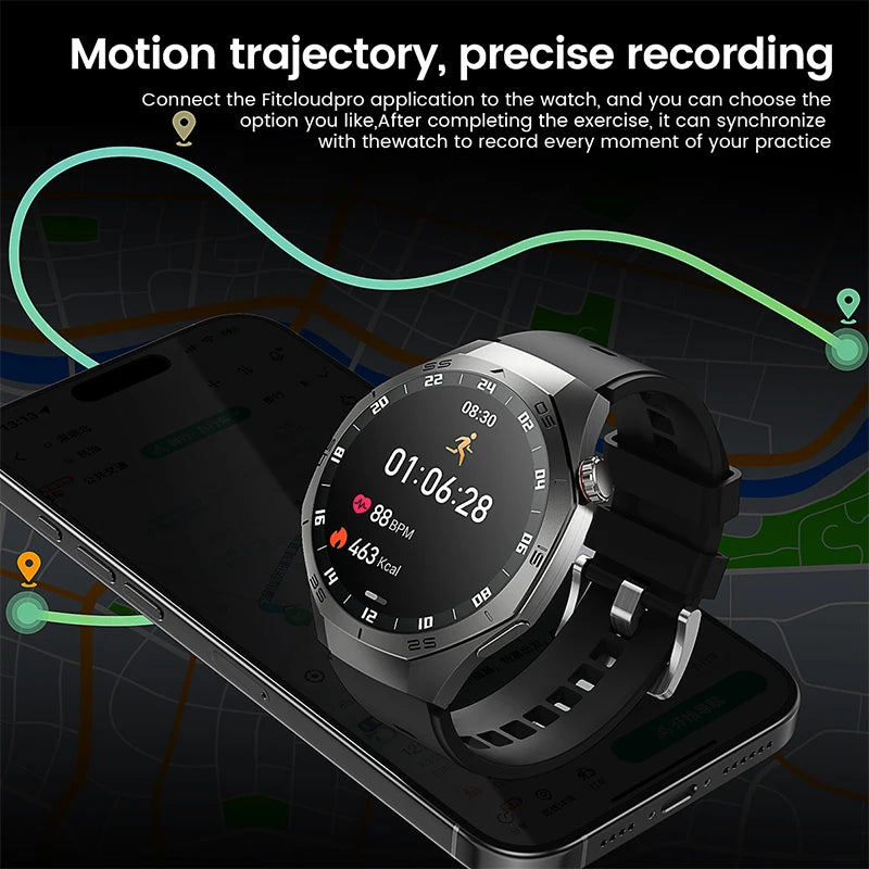 2025 New NFC Smart Watch Men HD AMOLED Screen GPS