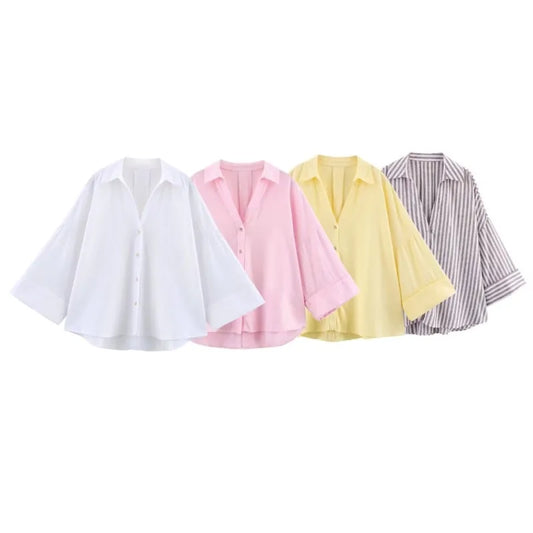 HipSeam Wide Sleeved Shirt Women Spring Asymmetric Hem