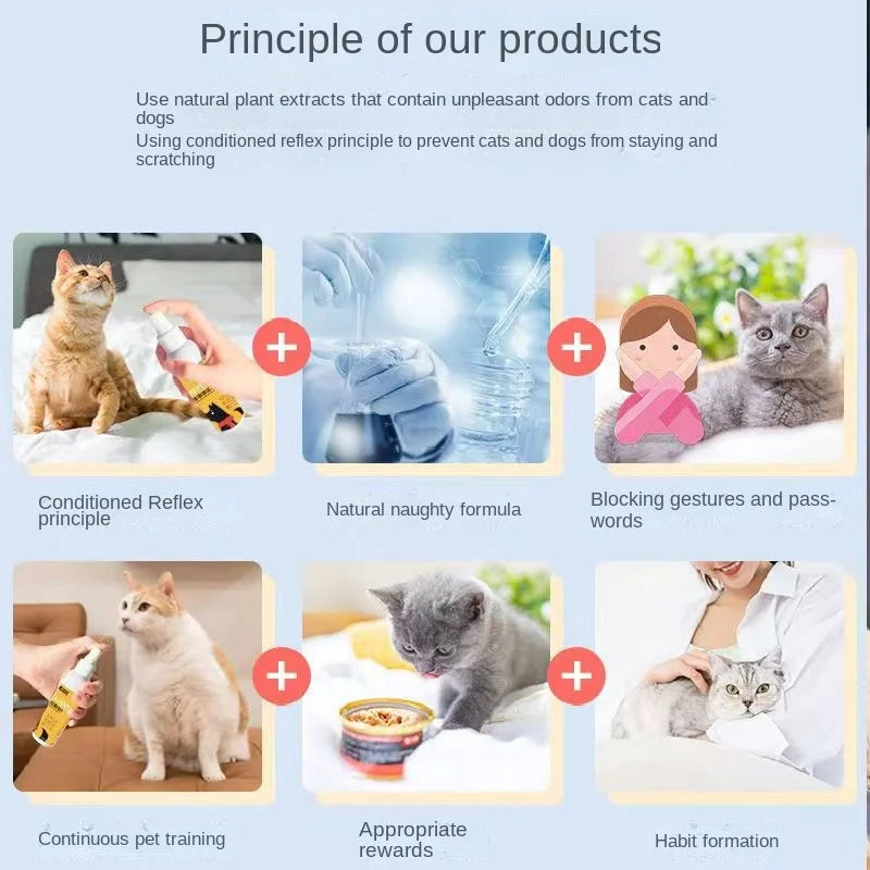 Pet Deterrent Spray 120ml - Training Aid to Keep Cats & Dogs Away from Furniture - Deribla Store