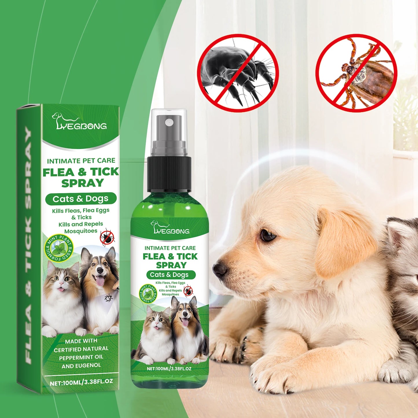 Flea & Tick Spray for Dogs & Cats - Natural Daily Insect Repellent 30ml - Deribla Store