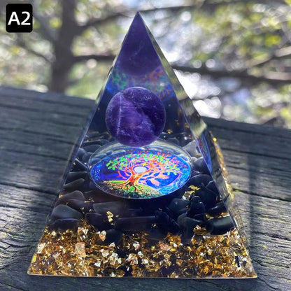 6cm Energy Pyramid Orgonite Reiki Natural Amethyst Ball Healing