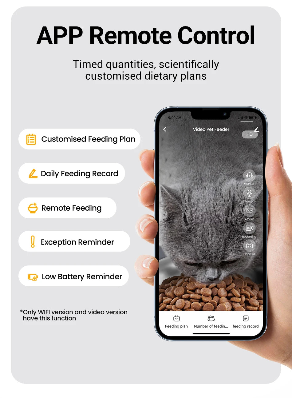 Smart Automatic Pet Feeder with HD Camera - WiFi App Control Food Dispenser for Cats & Dogs - Deribla Store