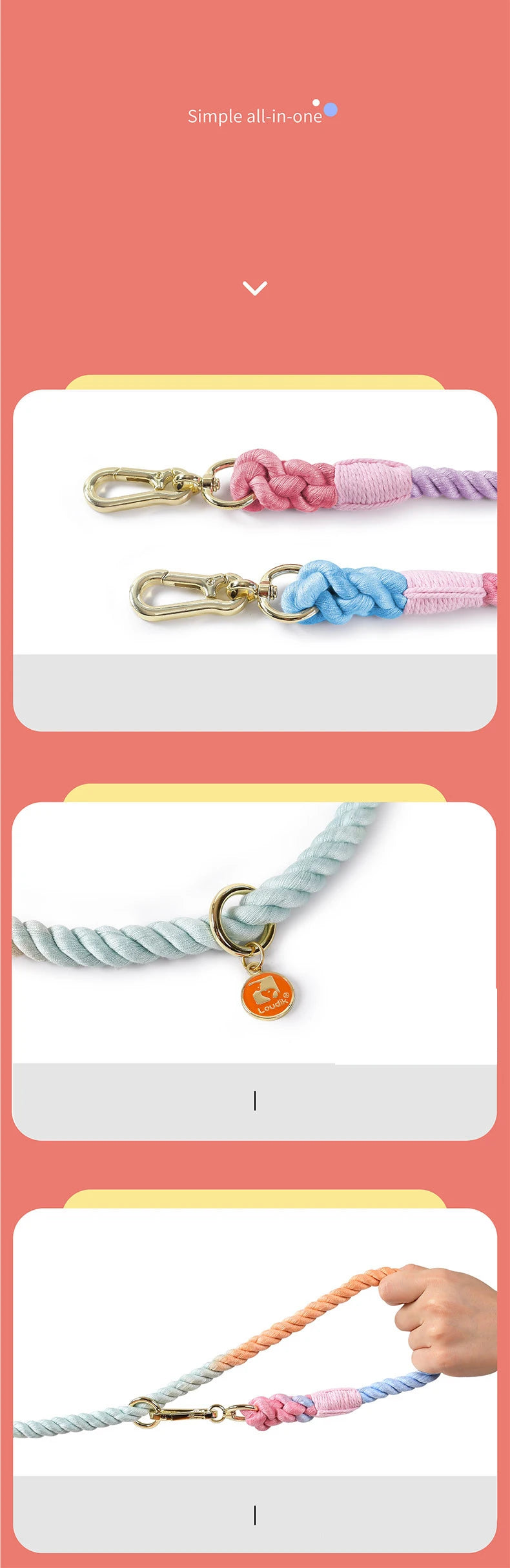 Handmade Braided Dog Leash - 250cm Strong Cotton Rope Heavy Duty Leash - Deribla Store