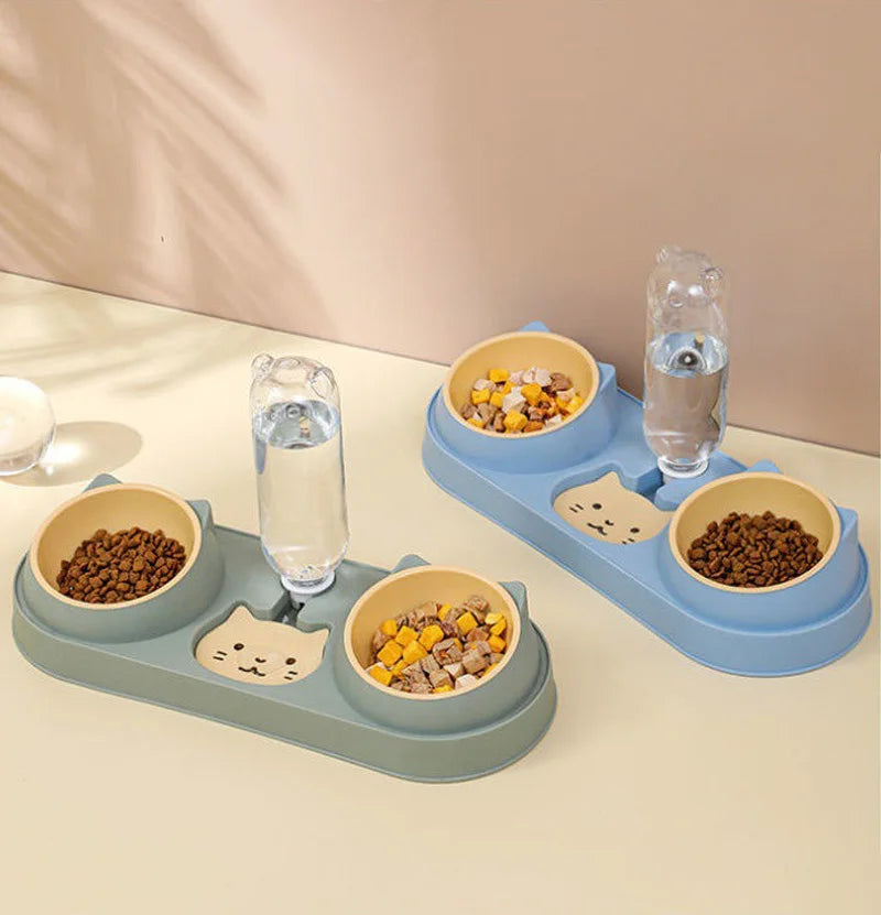 3-in-1 Elevated Cat Feeder - Double Bowl with Automatic Water Dispenser for Cats & Small Dogs - Deribla Store