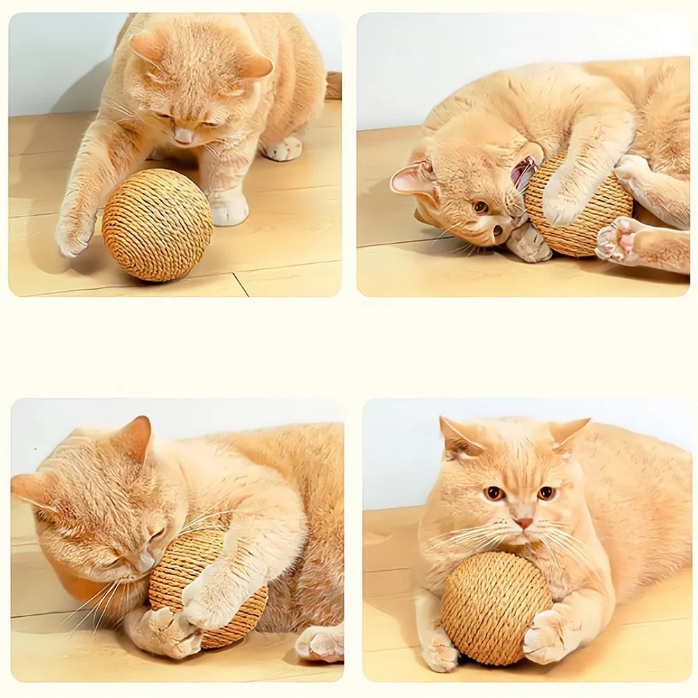 10cm Interactive Sisal Cat Scratching Ball Toy - Extra Large Rope Ball with Sound for Chewing & Playing - Deribla Store