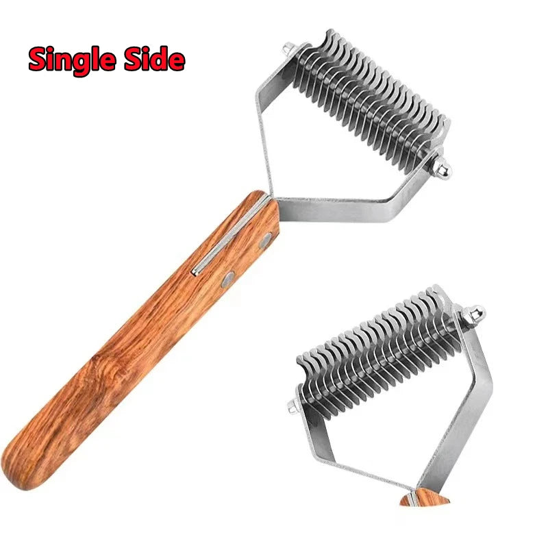 Professional Dog Dematting Comb - Wooden Handle Knot Remover Brush for Dogs & Cats - Deribla Store