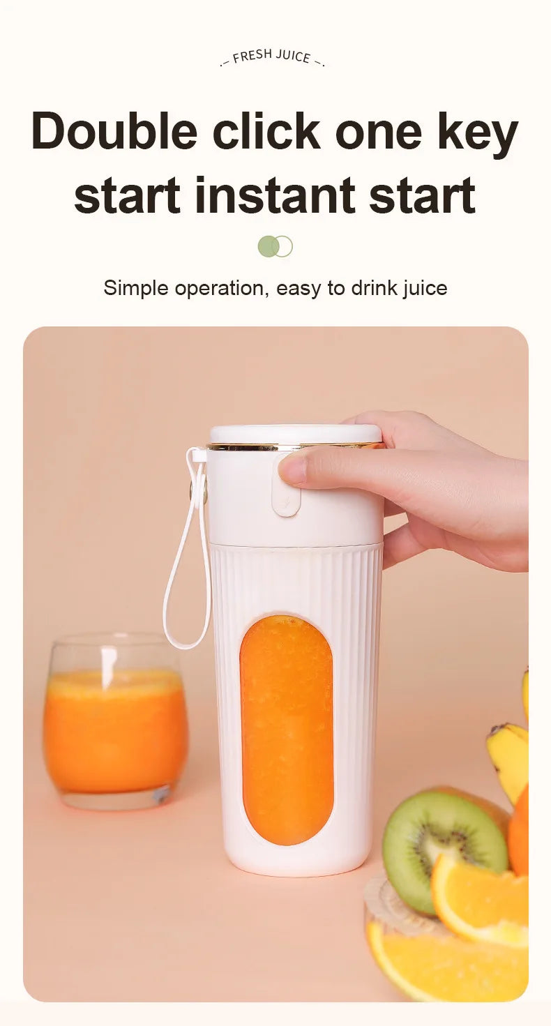 Rechargeable Portable Juicer - 14-Blade Fast Mixing Blender with 2400mAh Battery (400ml) - Deribla Store