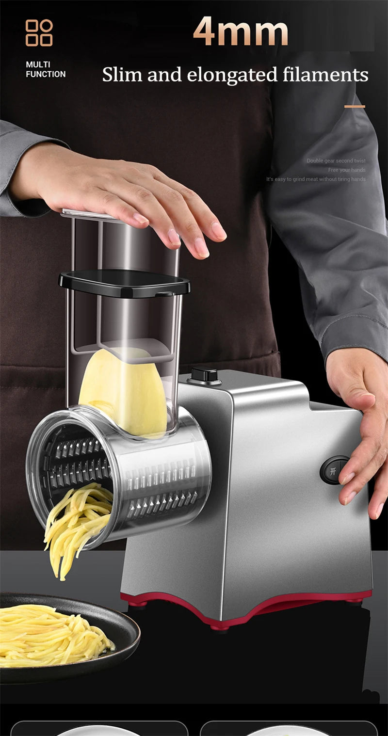 Electric Vegetable Cutter - 200W Multifunctional Slicer, Shredder & Grater with 3 or 5 Blades - Deribla Store