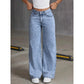 Denim Wide Leg Jeans High waisted  Bow Embroidered Pocket Wide
