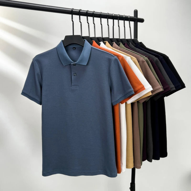 Men's 100% Cotton Polo Shirt Summer Fashion Casual Short
