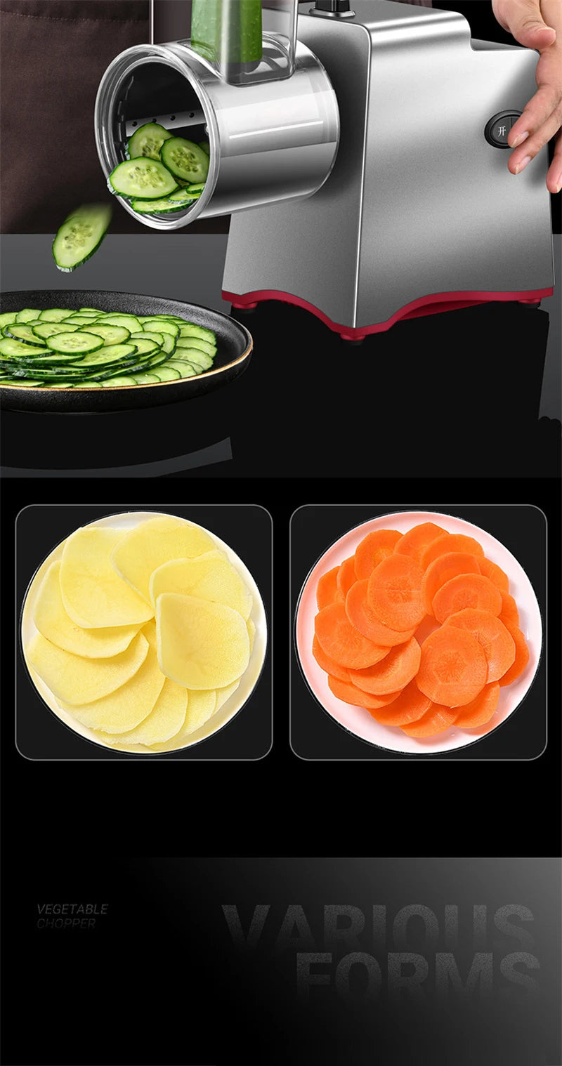 Electric Vegetable Cutter - 200W Multifunctional Slicer, Shredder & Grater with 3 or 5 Blades - Deribla Store