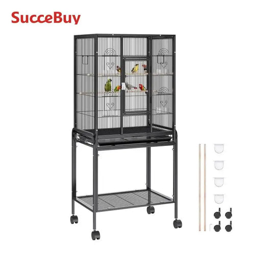 VEVOR Large Flight Bird Cage 52/54" - Carbon Steel Standing Cage with Rolling Stand for Parrots & Cockatiels - Deribla Store