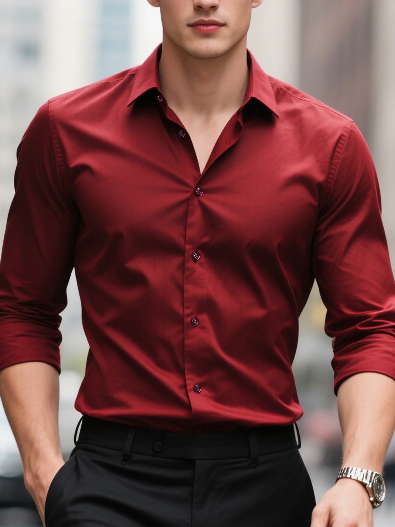 FGKKS Men Casual White Shirt Brand Fashion Solid Color Long