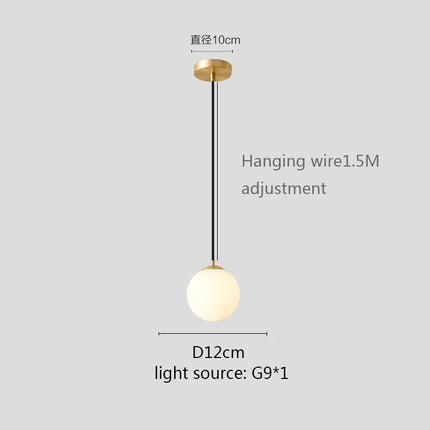 Glass Ball Pendant Light - Modern Globe Hanging Lamp E27