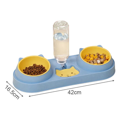 3-in-1 Elevated Cat Feeder - Double Bowl with Automatic Water Dispenser for Cats & Small Dogs - Deribla Store