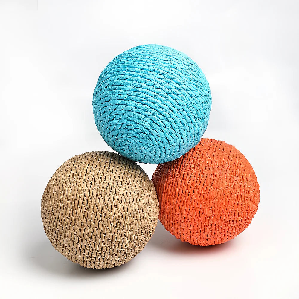 10cm Interactive Sisal Cat Scratching Ball Toy - Extra Large Rope Ball with Sound for Chewing & Playing - Deribla Store