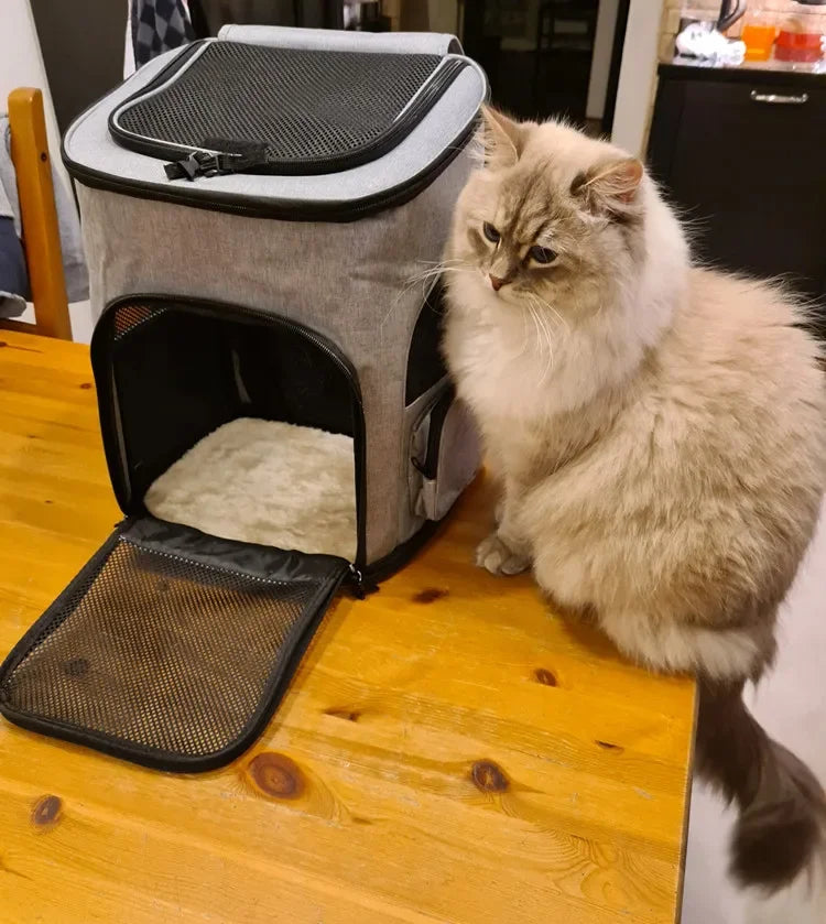 Expandable Pet Carrier Backpack - Large Capacity Breathable Travel Bag for Cats & Dogs - Deribla Store